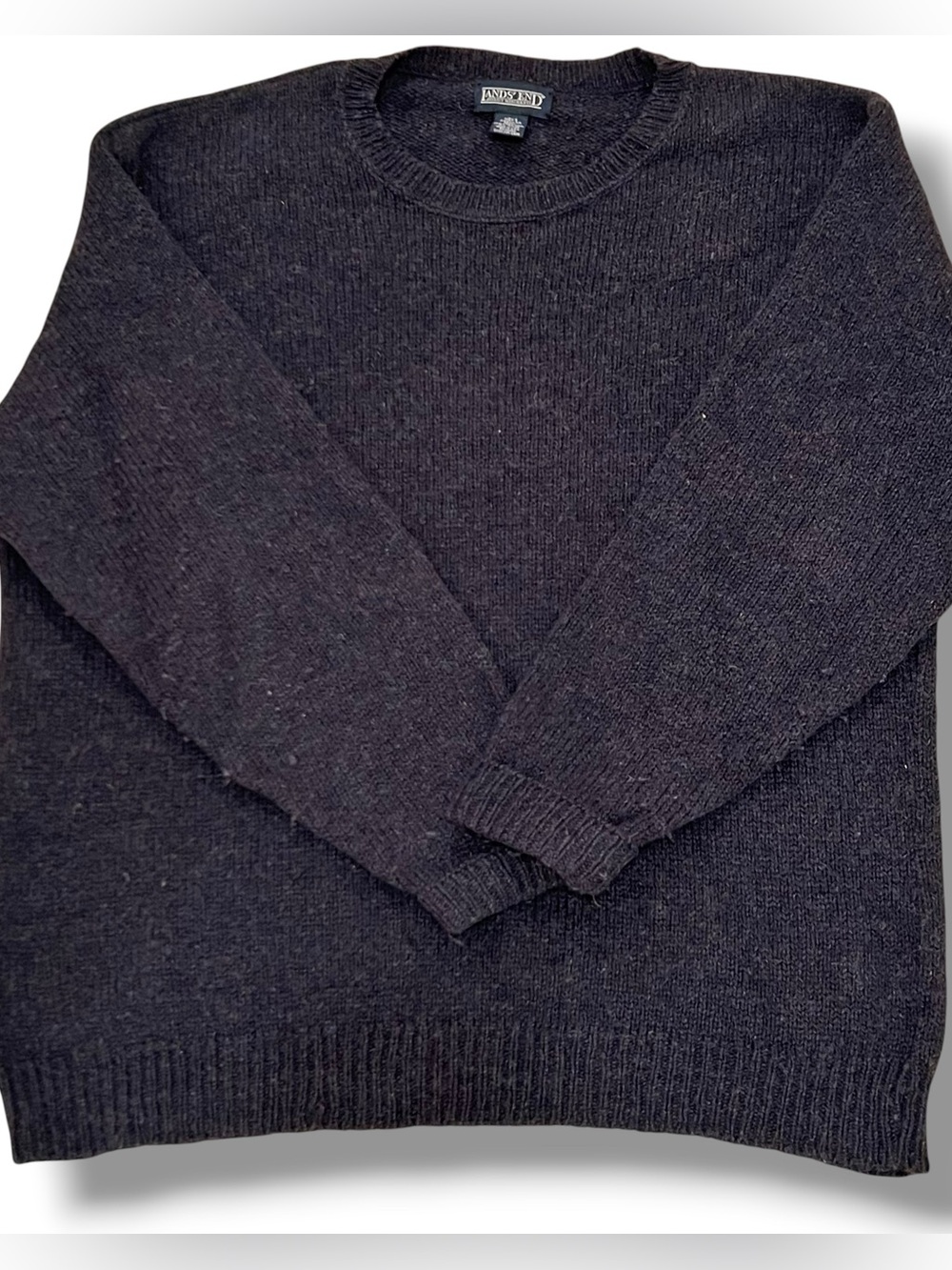 Vtg Lands End Virgin Wool Blend Sweater Mens L Crew Knit Heritage Fisherman USA